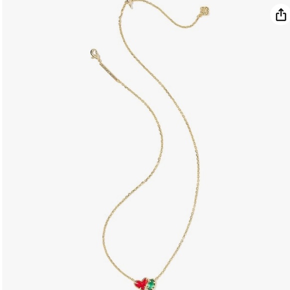 Kendra Scott Ari Heart Emilie Pendant In Red Illusion and Emerald Cats Eye - Picture 2 of 4